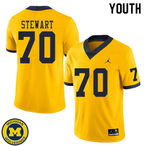 Youth Michigan Wolverines #70 Jack Stewart Yellow Football Jersey